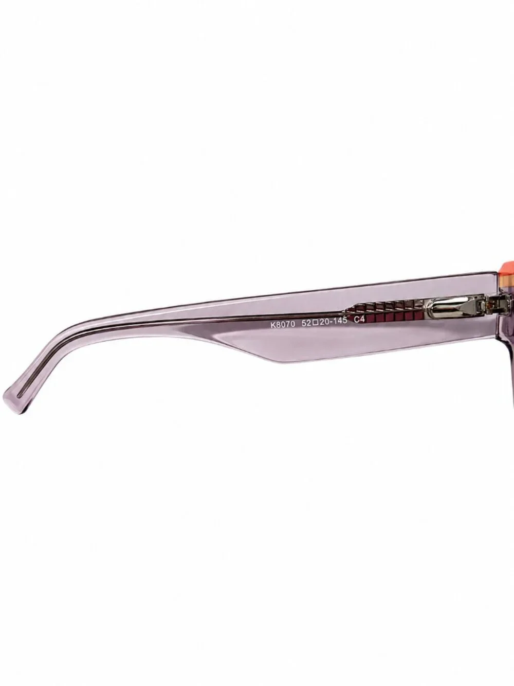 Dream Fever K8070 C4 Grey Crystal/Orange Square Eyeglass Frames 52-20-145